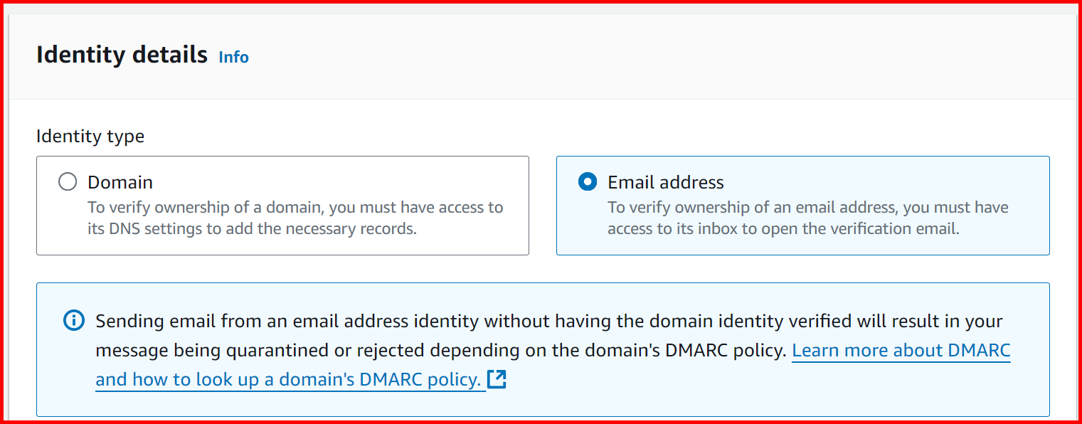 Picture showing the a screen to select the identity type